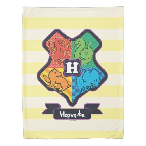 Cartoon Hogwarts Crest Duvet Cover