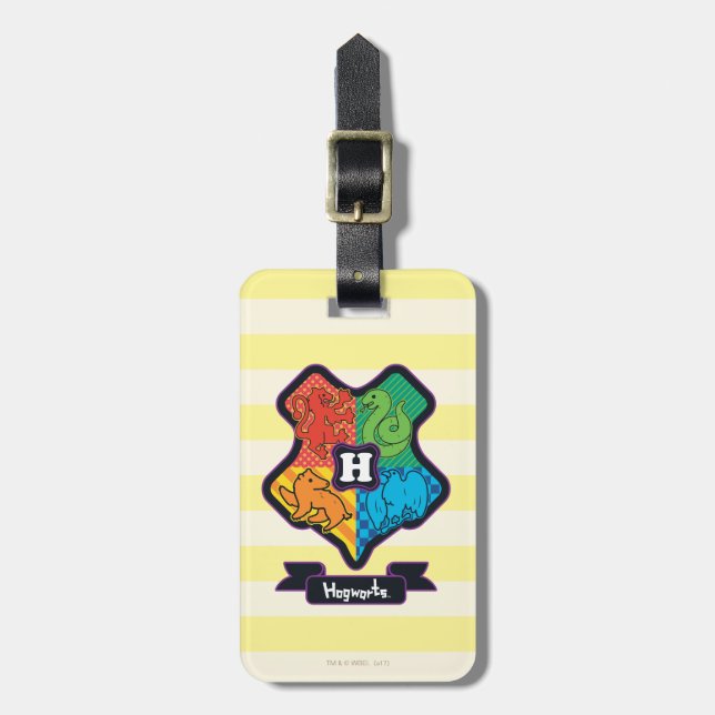 Cartoon Hogwarts Crest Luggage Tag (Front Vertical)