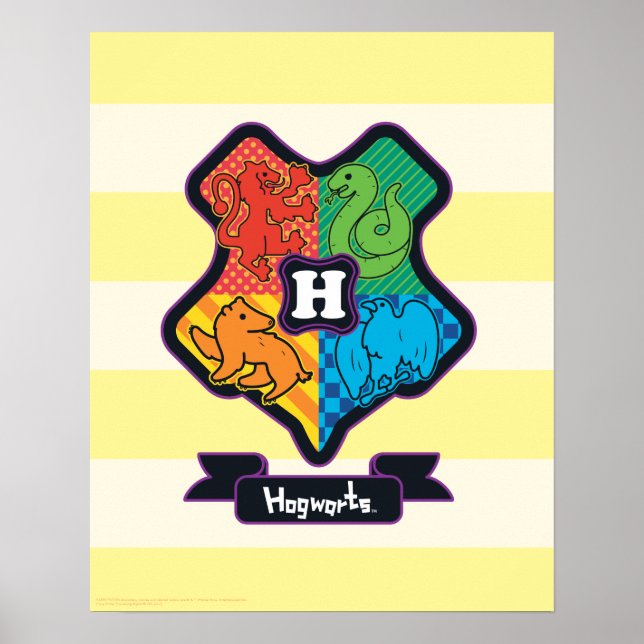 Cartoon Hogwarts Crest Poster (Front)