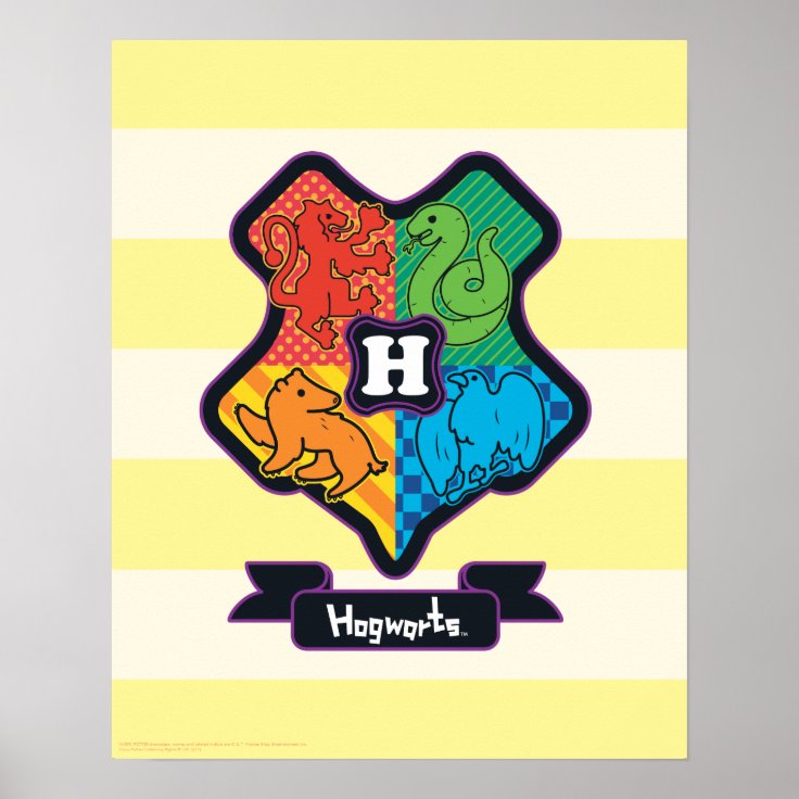 Cartoon Hogwarts Crest Poster | Zazzle