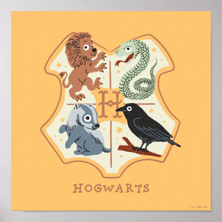 Cartoon Hogwarts Crest Poster | Zazzle