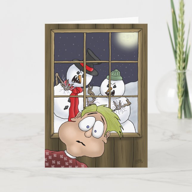 Cartoon Holiday Cards: Snow Zombies Card (Front)