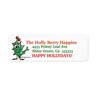 Cartoon Holly Christmas Address Label Stickers