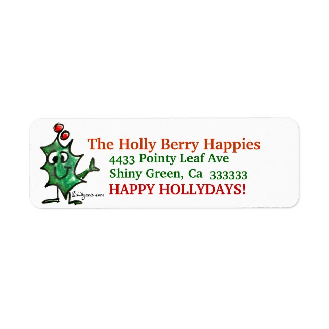 Cartoon Holly Christmas  Address Label Stickers (Front)