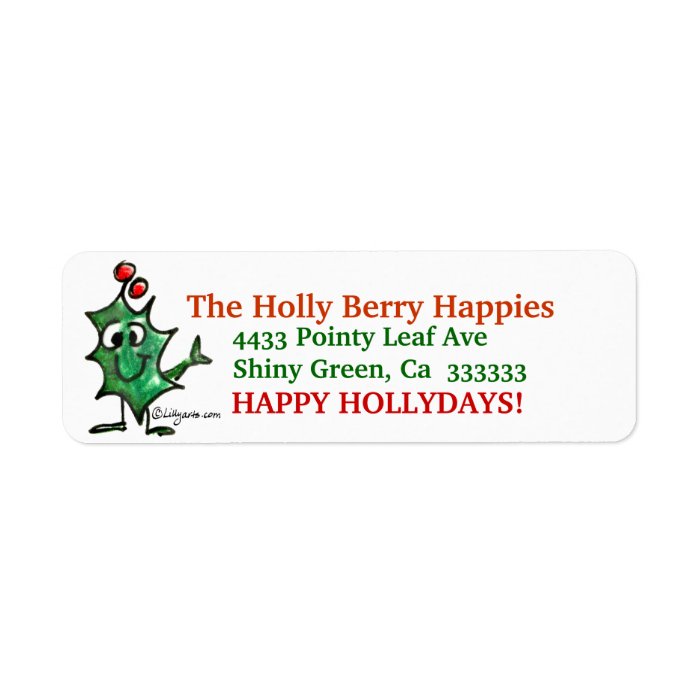 Cartoon Holly Christmas  Address Label Stickers