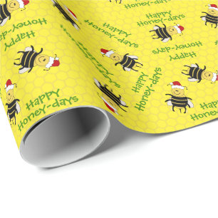 Cartoon Honey Bee Christmas Gift Wrap Beekeeper