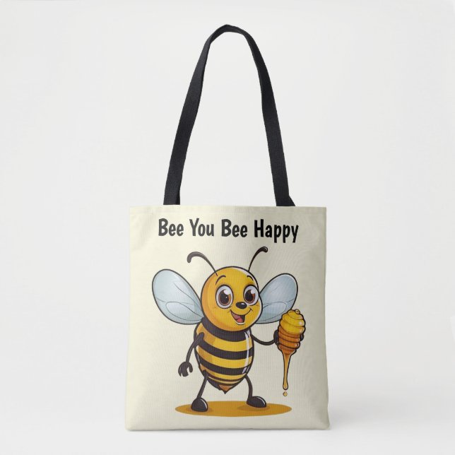 Cartoon Honey Bee Personalized Tote Bag (Front)