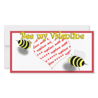 Cartoon Honey Bees "Bee My Valentine" Photo Frame Holiday Card