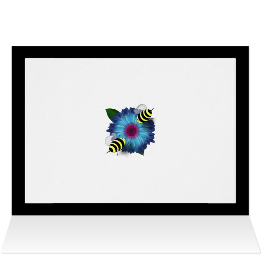 Cartoon Honey Bees Meeting on Blue Flower (Inside Horizontal (Top))