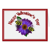 Cartoon Honey Bees Meeting on Purple Flower (Front Horizontal)