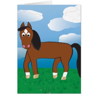 Cartoon Horse Bay with white socks Card