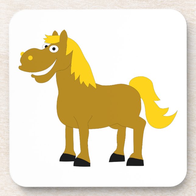 Cartoon Horse Beverage Coaster (Front)