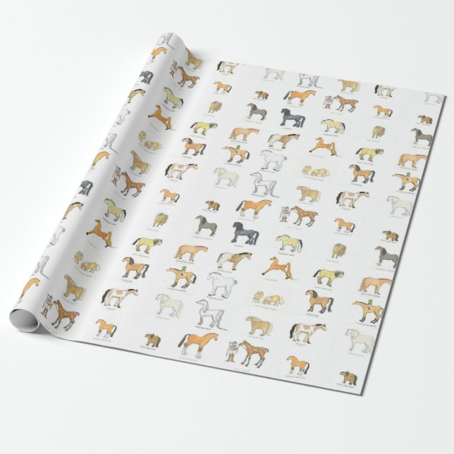 Cartoon Horse Breeds wrapping paper (Unrolled)