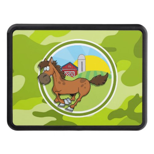 Cartoon Horse bright green camo camouflage Trailer Hitch Cover
