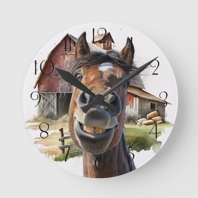 Cartoon Horse Round Clock (Front)