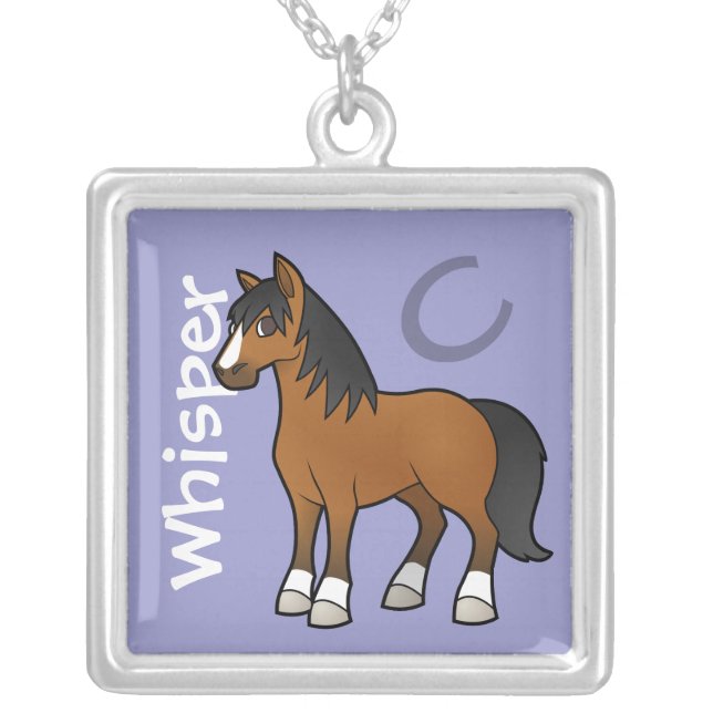 Cartoon Horse Silver Plated Necklace (Front)
