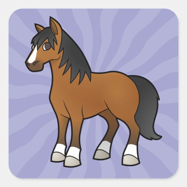 Cartoon Horse Square Sticker (Front)