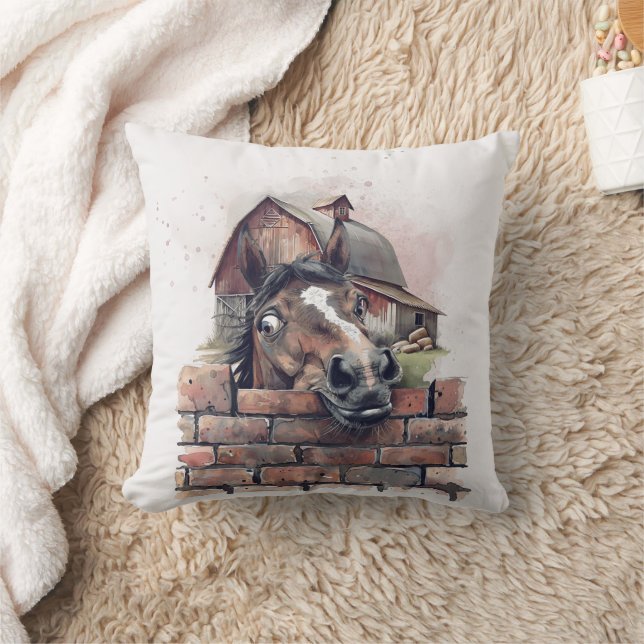Cartoon Horse Throw Pillow (Blanket)