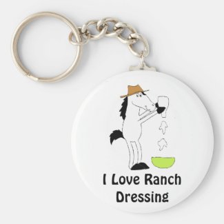 Cartoon Horse With Ranch Dressing Keychain
