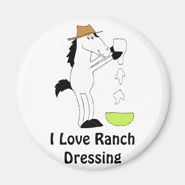 Cartoon Horse With Ranch Dressing Magnet (Front)
