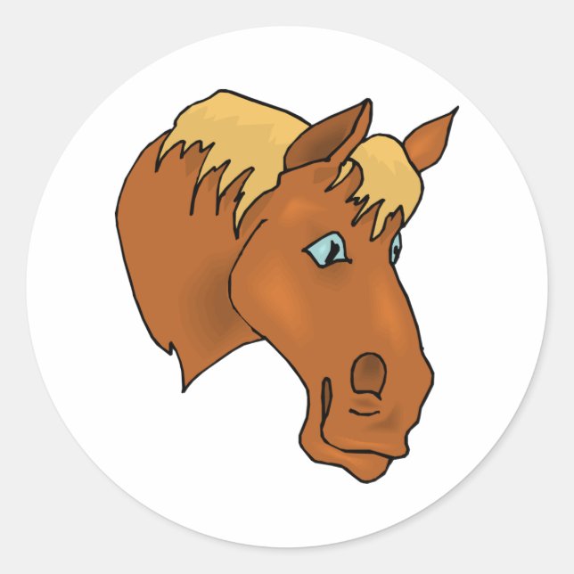 Cartoon Horsehead Classic Round Sticker (Front)