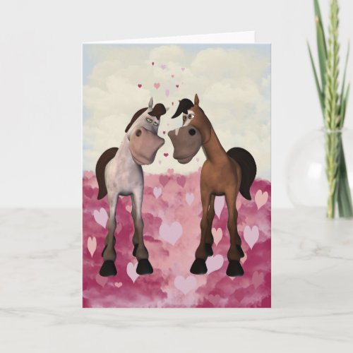 Cartoon Horses Valentines Card