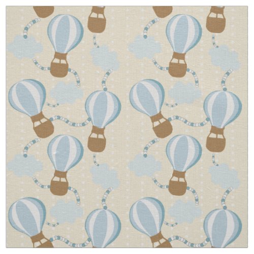Cartoon Hot Air Balloons and Clouds Kids Pattern Fabric