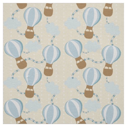 Cartoon Hot Air Balloons and Clouds Kids Pattern Fabric