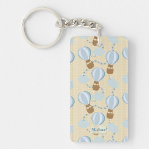 Cartoon Hot Air Balloons and Clouds Kids Pattern Keychain