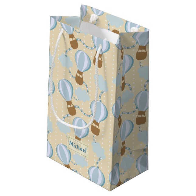 Cartoon Hot Air Balloons and Clouds Kids Pattern Small Gift Bag (Back Angled)