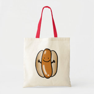 cartoon hot dog sausage tote bag