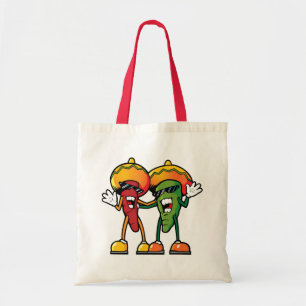 Cartoon hot peppers tote bag