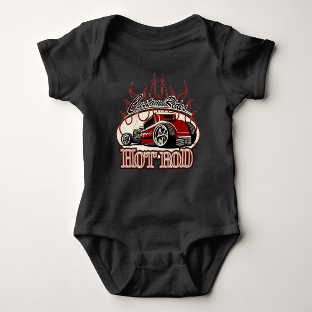 Cartoon hot rod baby bodysuit (Front)