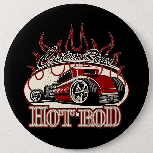 Cartoon hot rod button (Front)