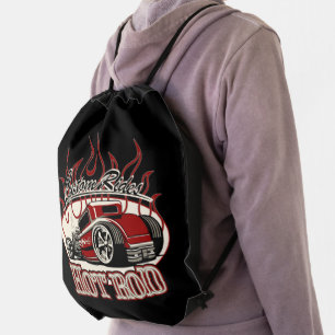 Cartoon hot rod drawstring bag