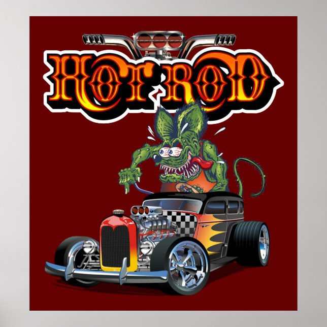 Cartoon hot rod poster (Front)