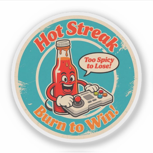Cartoon Hot Sauce Bottle with Controller Gamer  Sticker (Front)