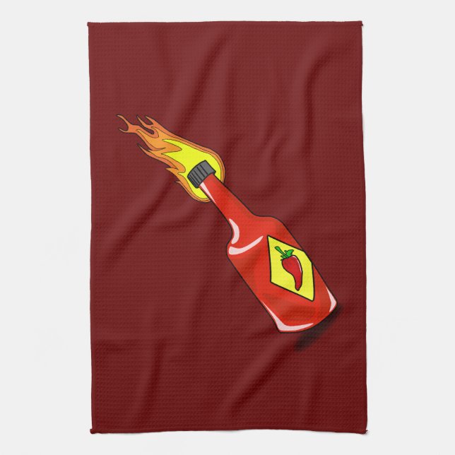 Cartoon Hot Sauce Kitchen Towel (Vertical)