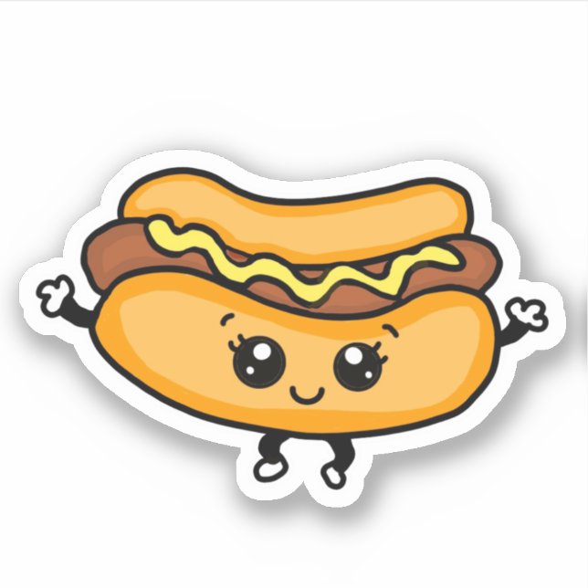 Cartoon Hotdog Sticker (Front)
