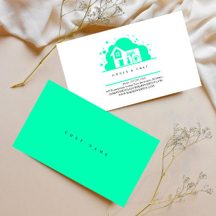 Cartoon house Maid Cleaning Services blue Business Card