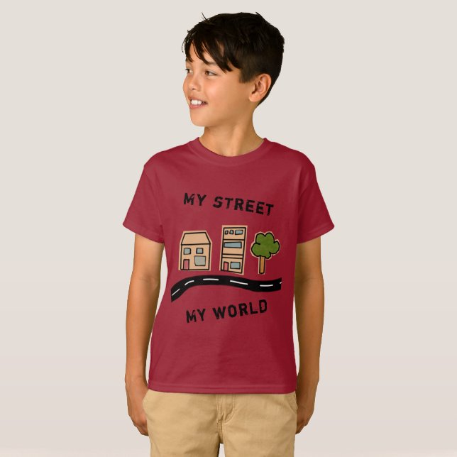 Cartoon House Road Drawing Kids T-Shirt (Front Full)