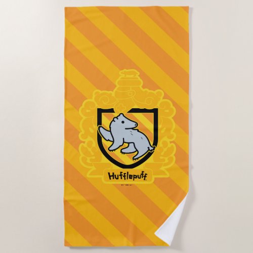 Cartoon Hufflepuff Crest Beach Towel