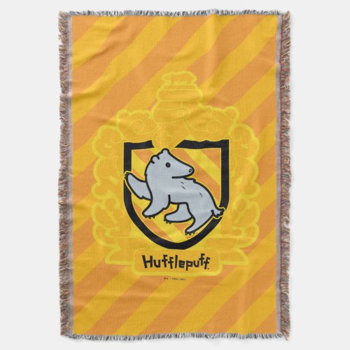 Cartoon Hufflepuff Crest Throw Blanket