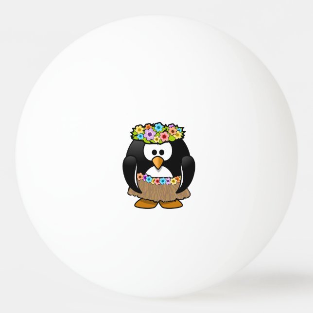Cartoon Hula Penguin Ping-Pong Ball (Front)