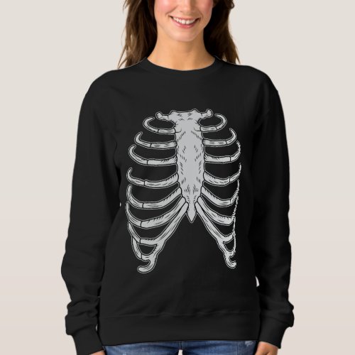 Cartoon Human Rib Cage Skeleton Bones Halloween Sweatshirt