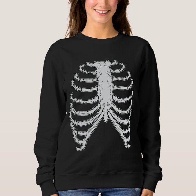 Cartoon Human Rib Cage Skeleton Bones Halloween Sweatshirt (Front)