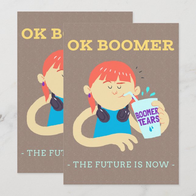 Cartoon Humor Funny Cartoon Boomer Meme Art Invitation (Front/Back)