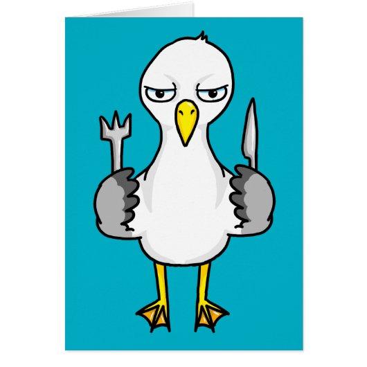Cartoon Hungry Seagull Cards (Front)