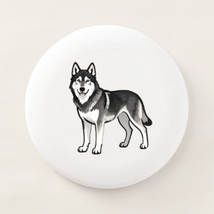 Cartoon Husky Dog Gift Black White Siberian Wham-O Frisbee