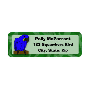 Cartoon Hyacinth Macaw Label